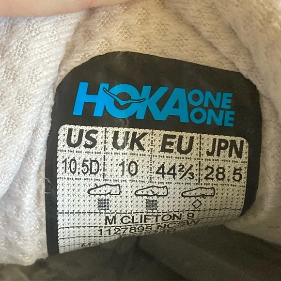 Hoka Mens Clifton 9 Men’s Running Shoe in Nimbus Cloud/Steel Wool (10.5) - Picture 9 of 11